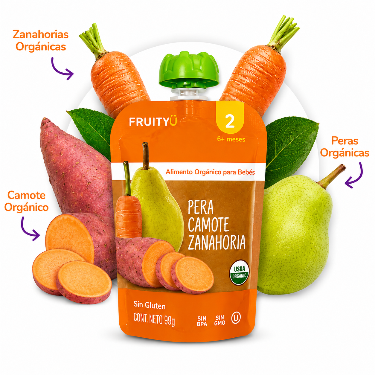 Pera camote zanahoria
